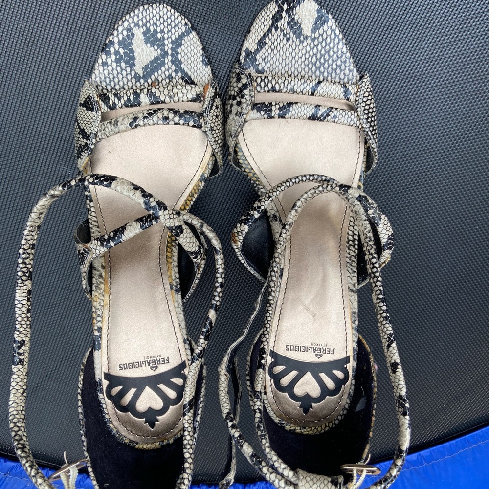 Fergalicious Snakeskin Lace-Up Sandals